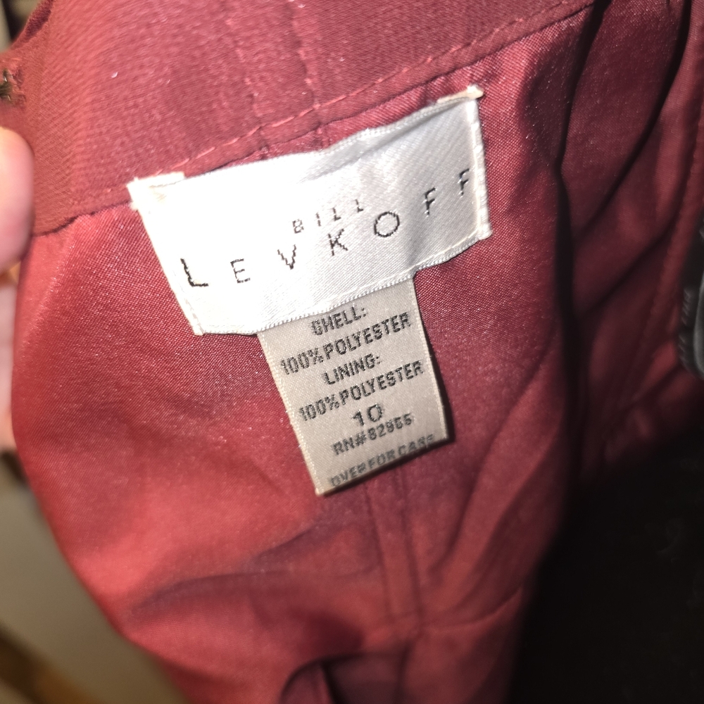 Bill Levkoff Ruched Chiffon V-Neck Formal Gown in Wine Womens Size 10 - Picture 7 of 8